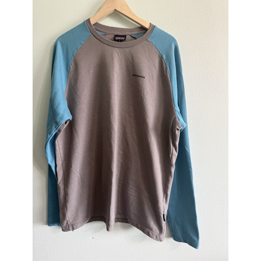 Patagonia Mens P-6 Logo Lightweight Crew Sweatshirt Blue Grey XL